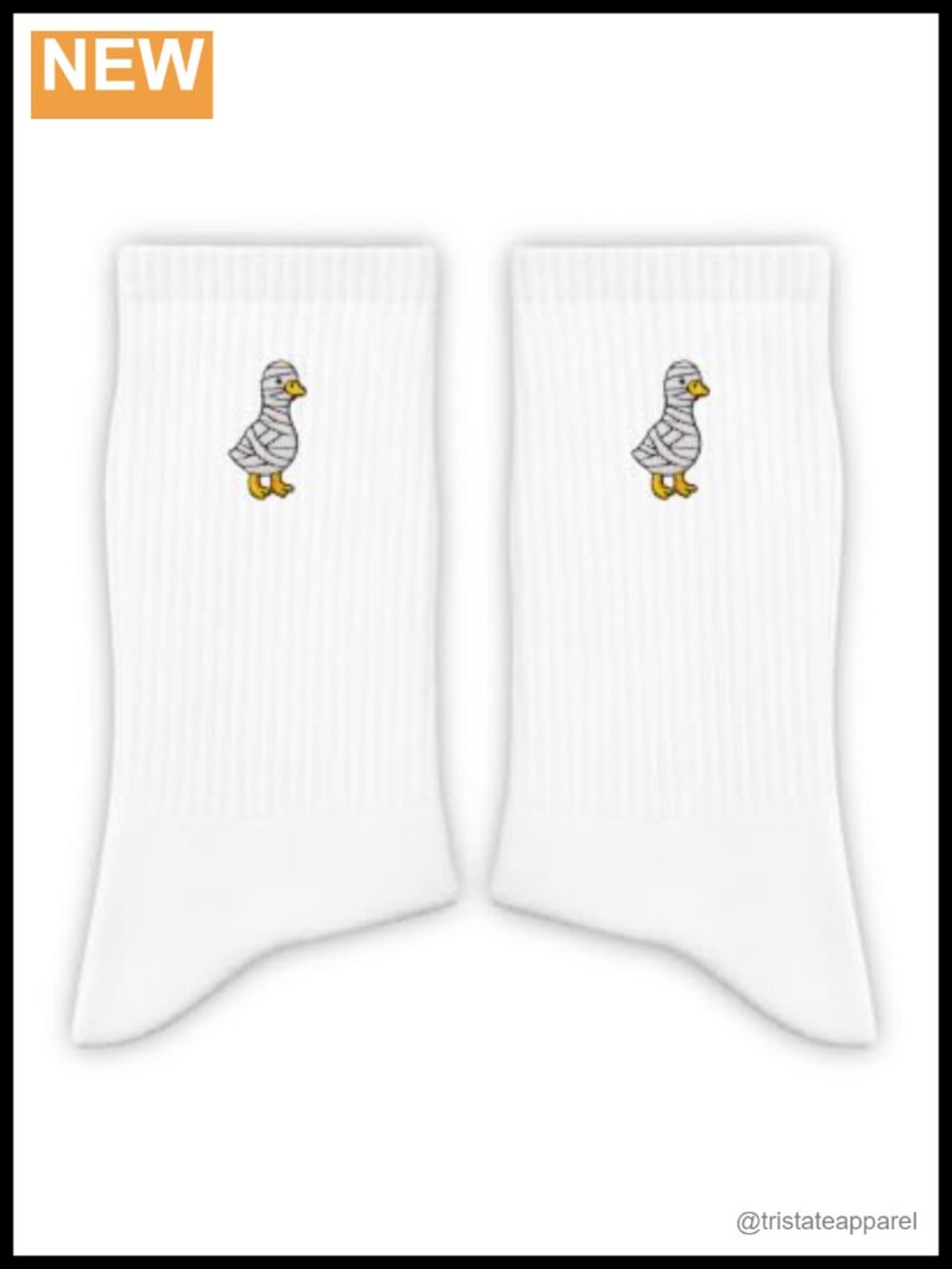 Halloween Mummy Goose Embroidered Crew Socks Cotton Blend
